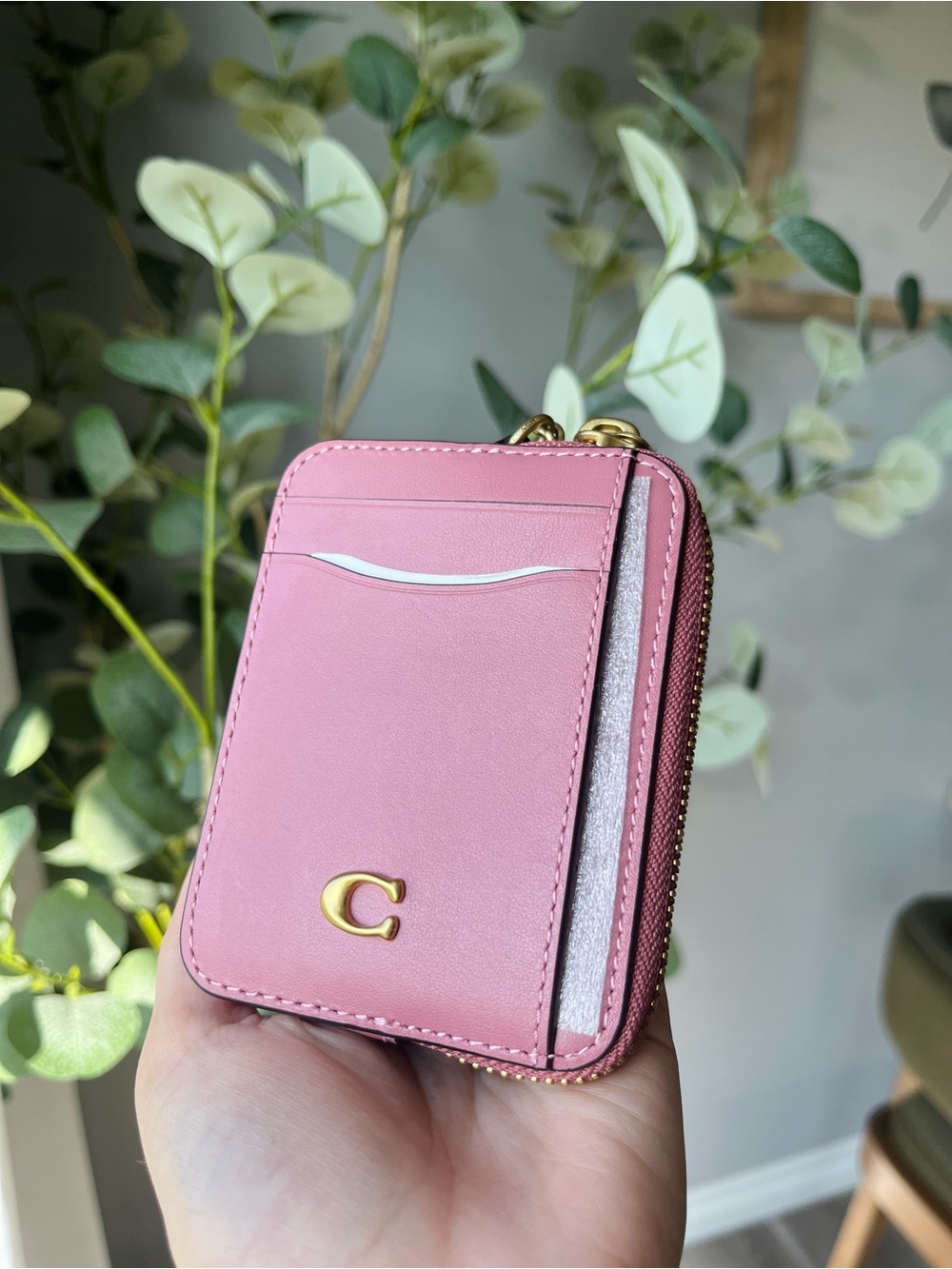 Coach Essential Chain Card Case Peony - Picture 2 of 11